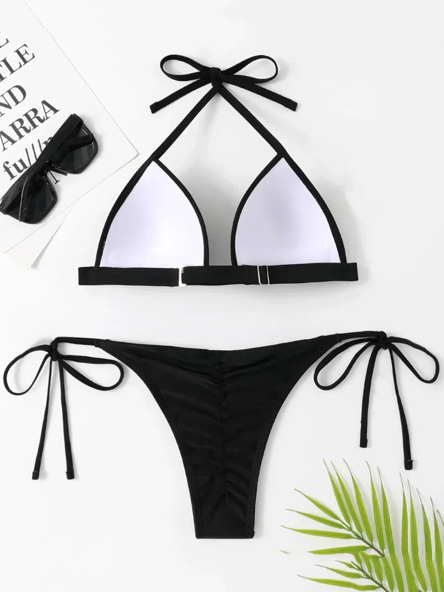 2025 Halter Bra Cup Bikini Women Swimsuit Female Push Up Swimwear Two Pieces Bikini set Brazilian Bather Bathing Suit Swim Lady