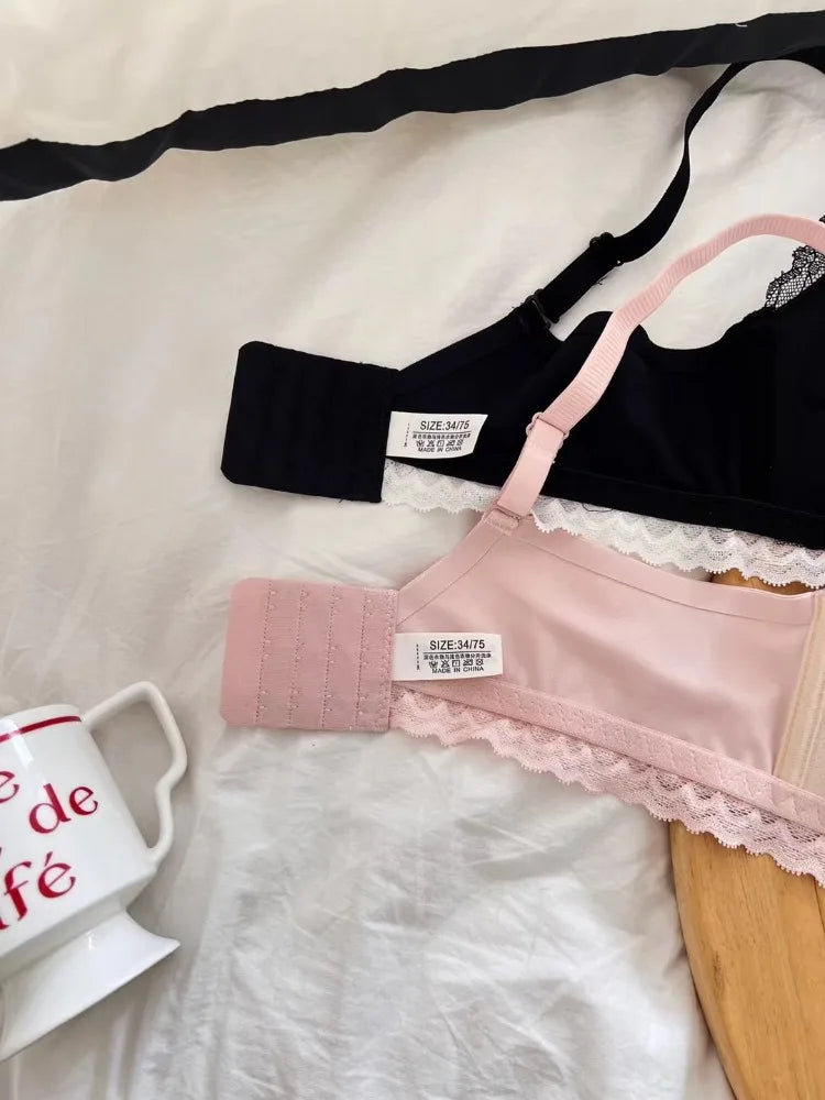 Anime Bralette Set Japanese Lace Bra Wireless Small Bust Women Sexy Triangle Cup Seamless Comfort Spring Summer MOYISU Sexy Bras