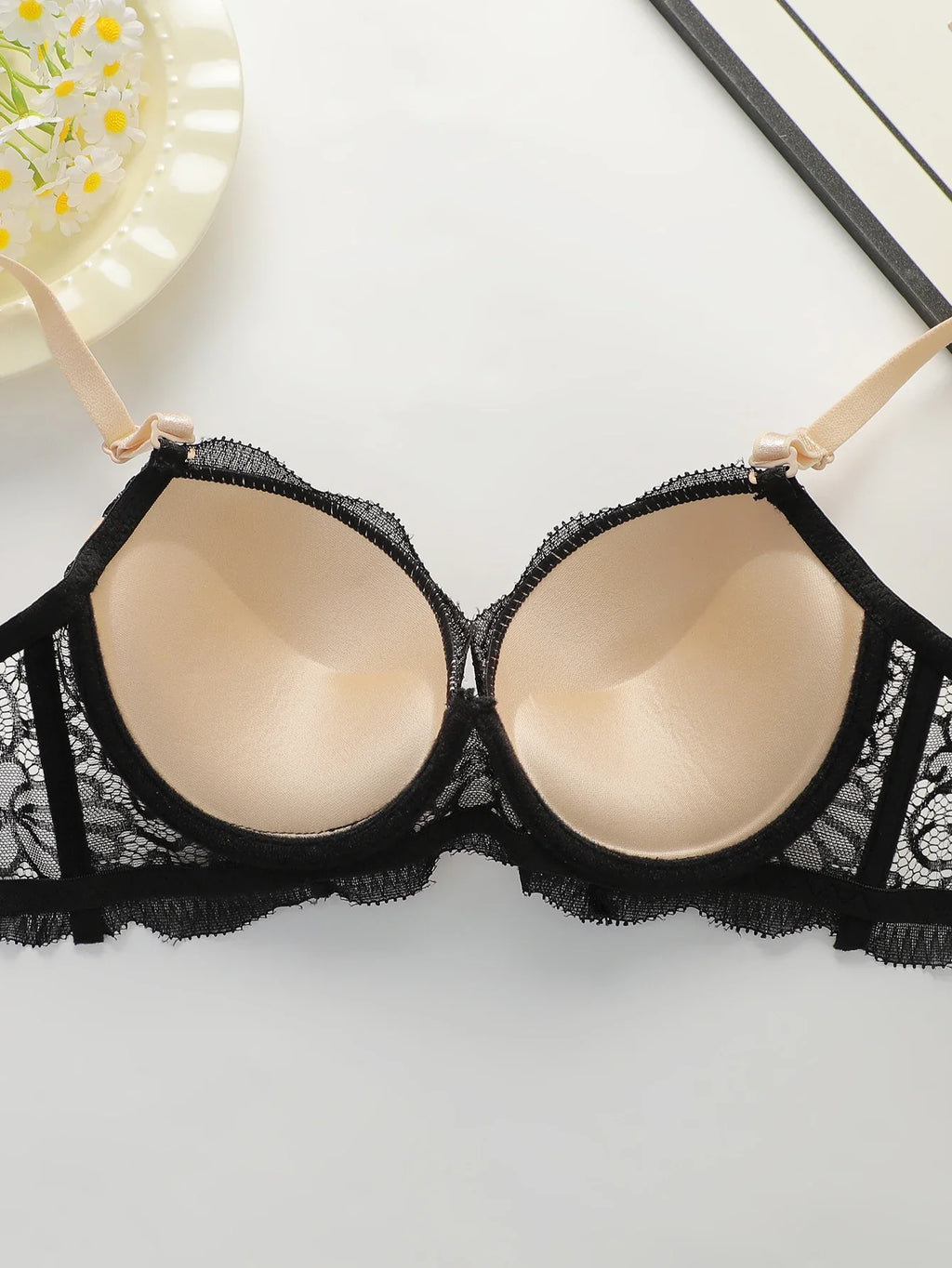 Women's sexy embroidered lace lingerie set with steel ring gathering push up daily casual close fitting bra set B2076