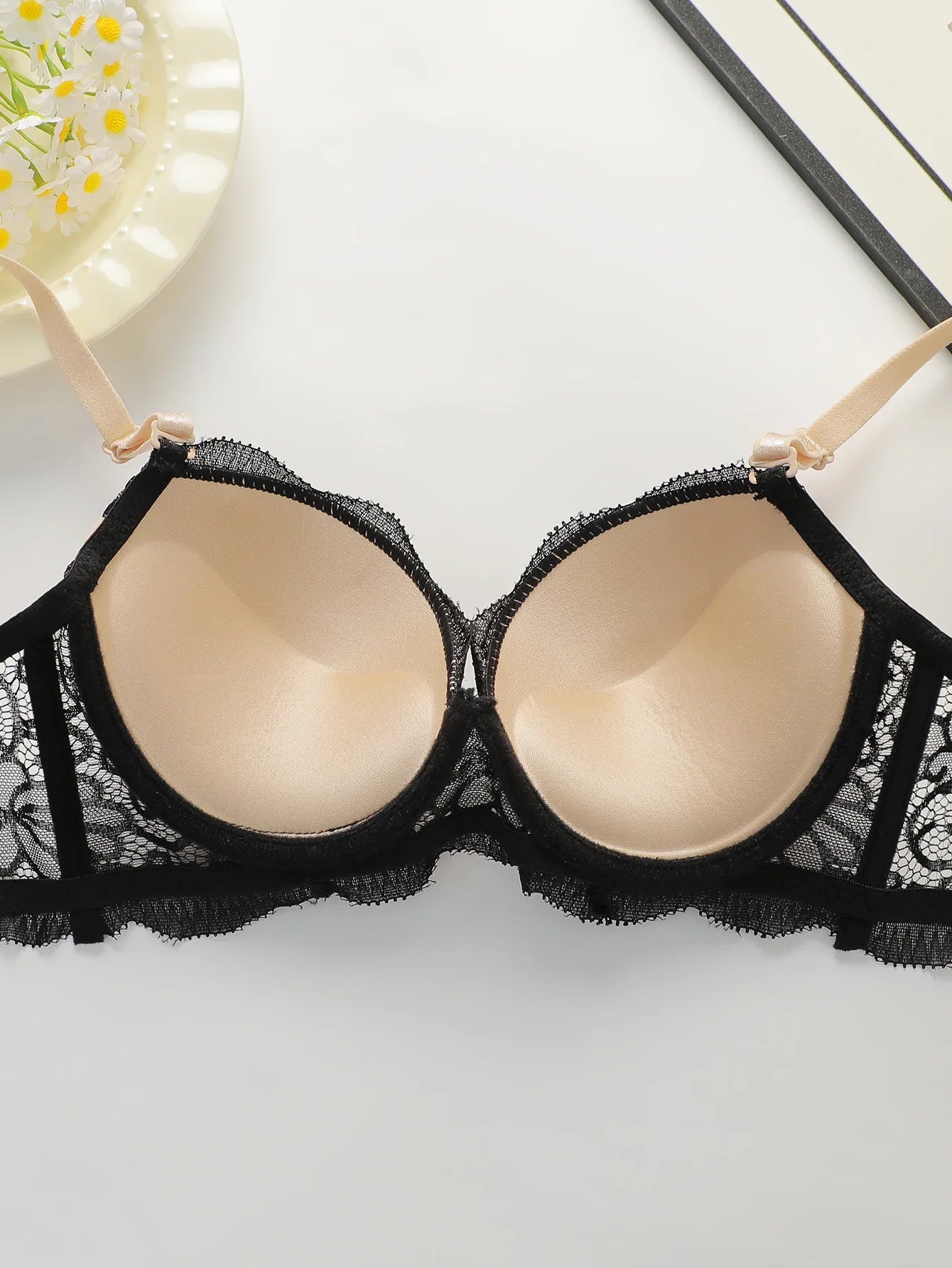 Women's sexy embroidered lace lingerie set with steel ring gathering push up daily casual close fitting bra set B2076