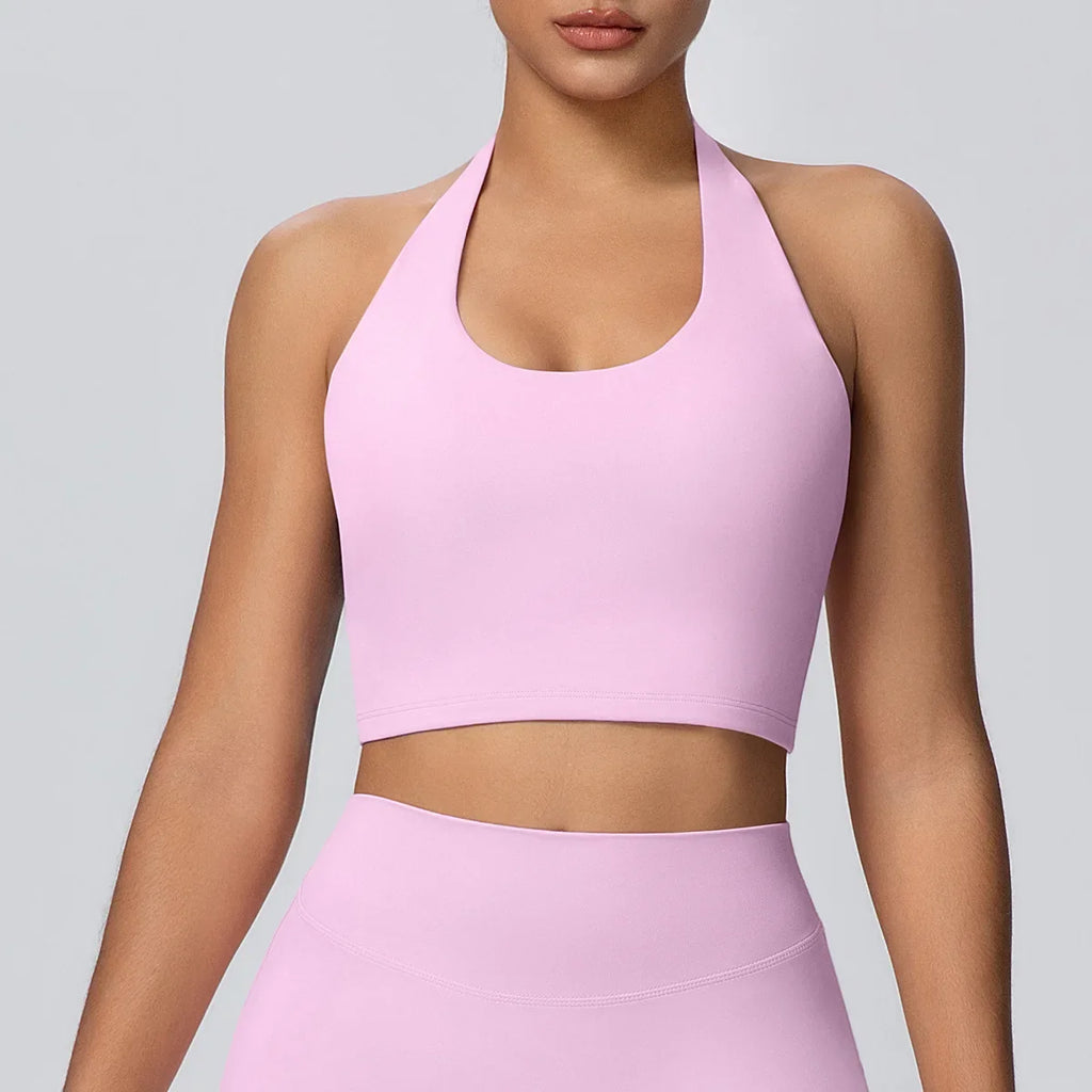 Sexy Gym Women's Sports Bra Breathable Hanging Neck Backless Sports Bra Women's Comfortable Exercise Pilates Training Yoga Top