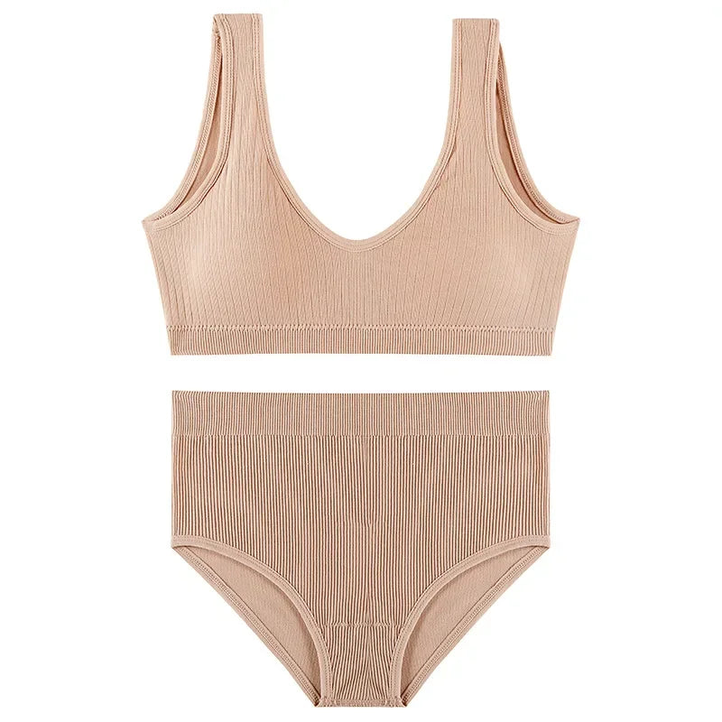 Sexy Lingerie Set Underwear Women Seamless Push Up Sports Bra High Waist Panties Solid Bras Brief Sets Sujetadores Soutien Gorge