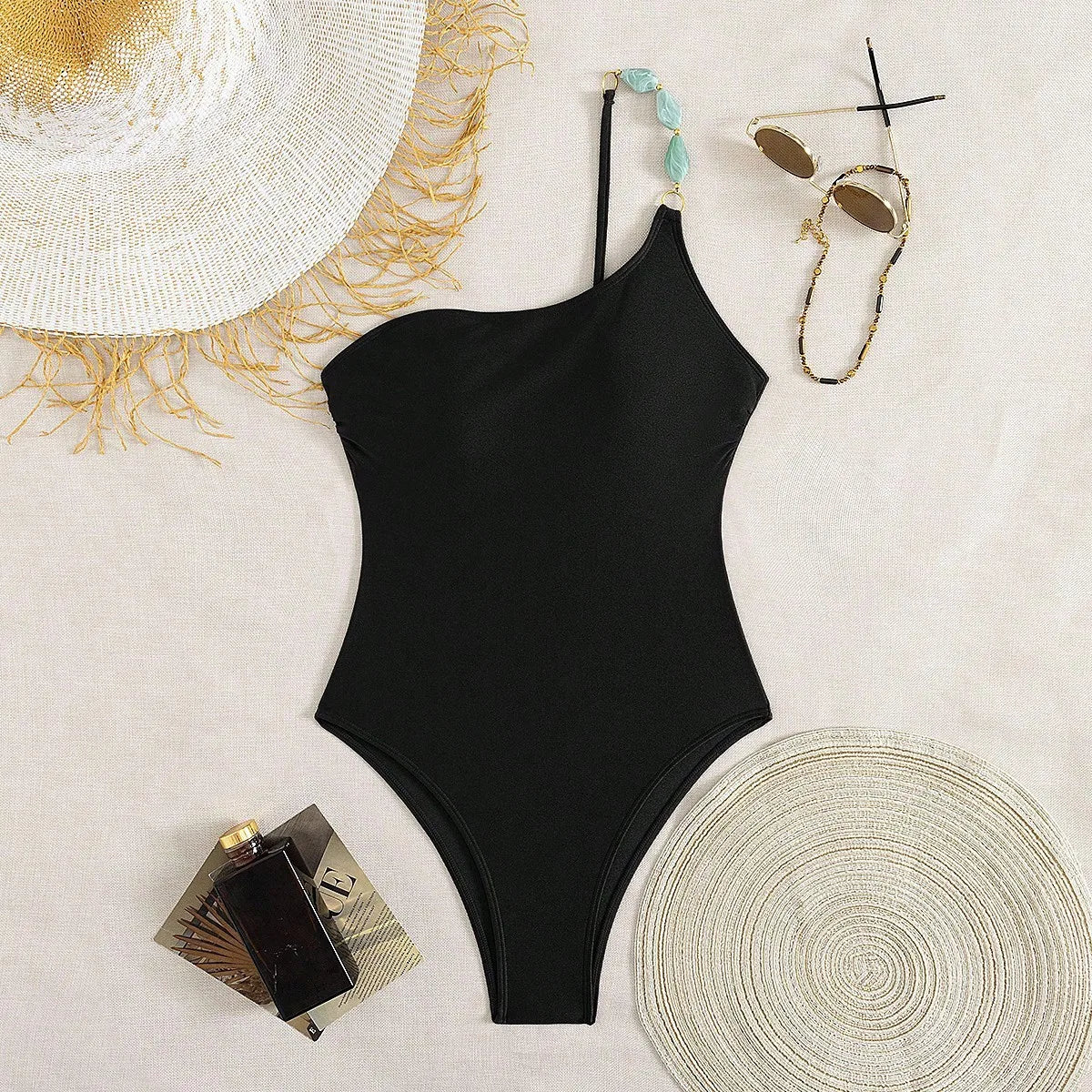 Sexy Woman Swimsuit Summer Set Female Biquini Ladies Swimwear 2026 New Shiny One-Shoulder Backless One Piece For Vacation