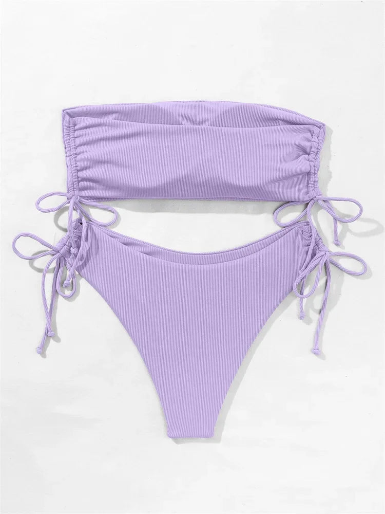 Sexy Bandeau Bikinis 2025 Women Brazilian Swimwear Female Swimsuit Two Pieces Bikini Set Bather Bathing Suits Girls Beach Wear