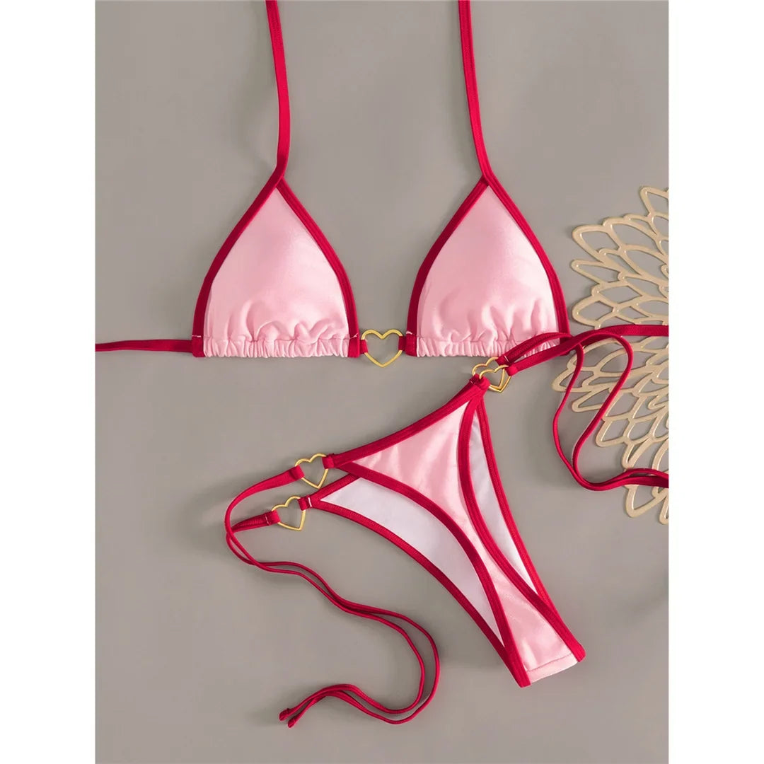 XS - L Halter Mini Micro Thong Bikini Women Swimwear Female Swimsuit Two-Pieces Bikini Set Padded Bather Bathing Suit Swim V7595