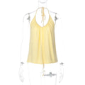 FDYOUI Woman Clothing Halter Neck Backless Camisoles Streetwear 2026 Summer Girls Sexy Lace-up Off Shoulder Yellow Tank Tops