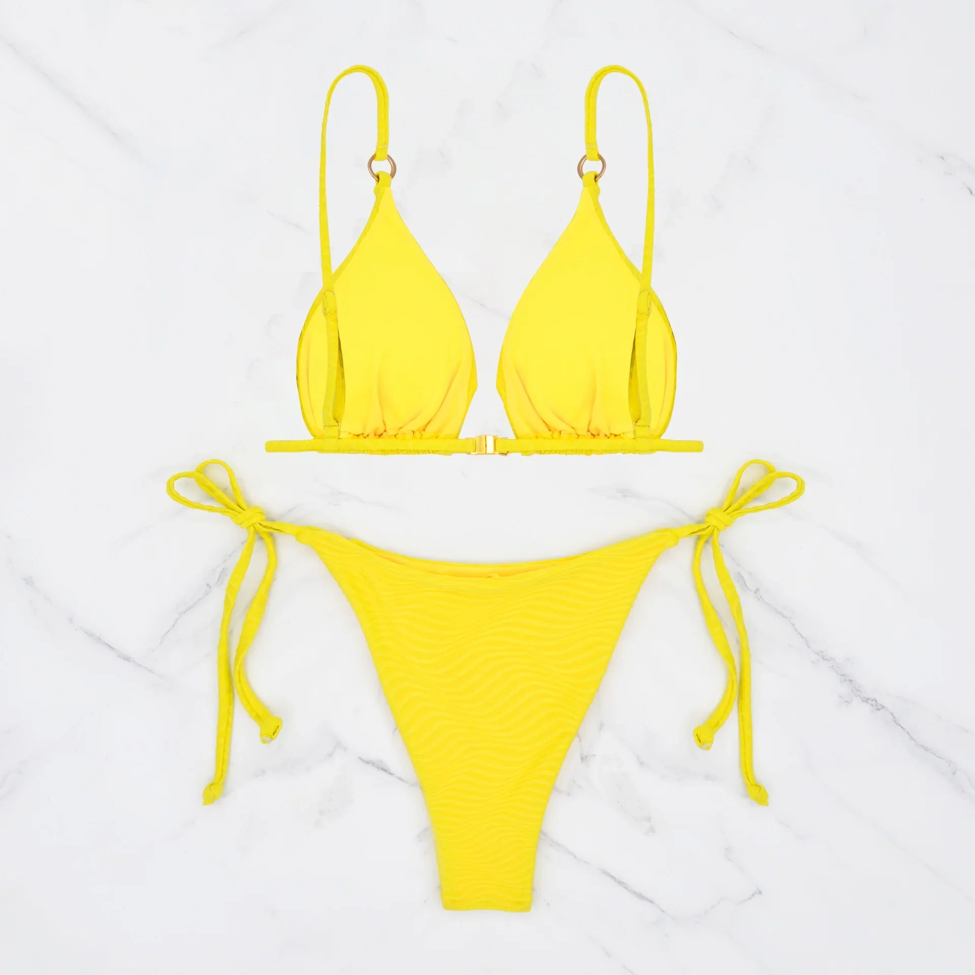DEKA Women's Solid Color Swimwear Tie Side String Bikini Tanga Triangle Two Piece Swimsuits Bathing Bra Top Bottom Beachwear