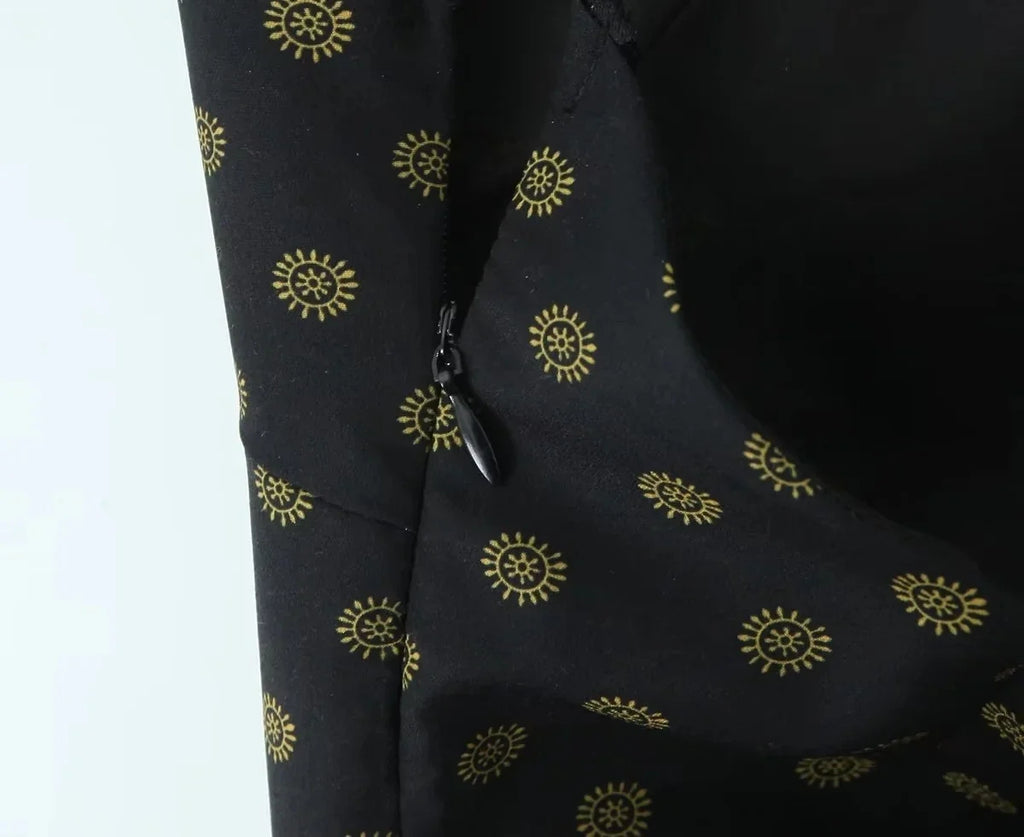 V Neck French Style Summer Women Dress Printed Boho Short Black Beach Dress Party Vintage Backless Tie Up Sexy Halter Dress 2025