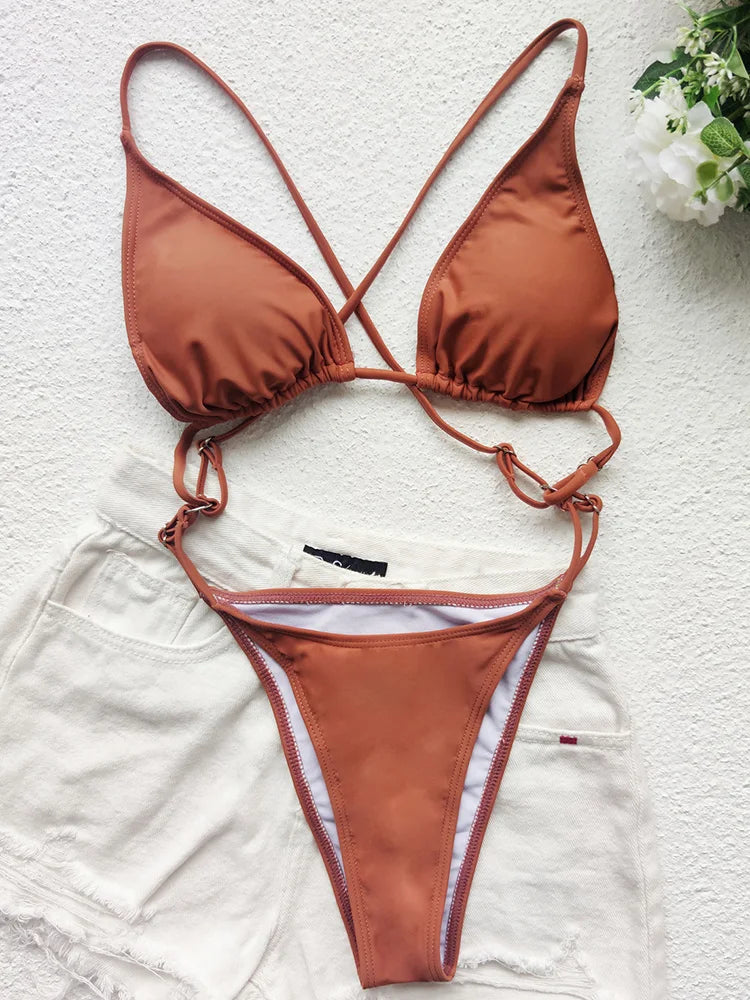 High Cut Out G String Female Swimwear One Piece Swimsuit Women Mini Micro Thong Monokini Bather Backless Bathing Suit Swim Wear
