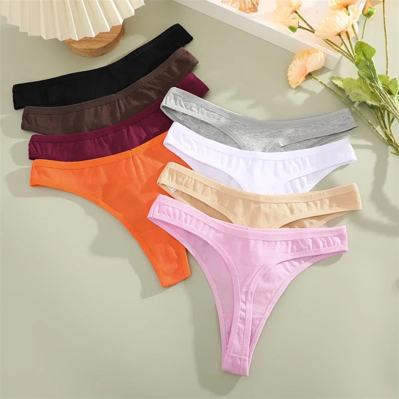 5Pcs Women Cotton Thongs Female Sexy Bikini Panties G-String Underwear Thongs Striped Panties Female Underwear T-Back Intimat
