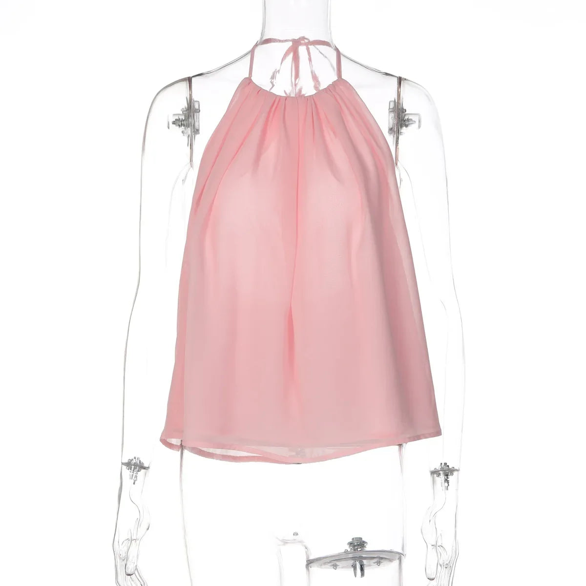 FDYOUI Women's Halter Off Shoulder Camisoles 2026 Summer Sexy Lace-up Backless Pink Tank Top Girls Loose Solid Tops Streetwear
