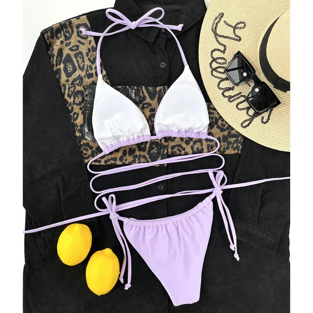 2026 New Wrap Arround Mini Bikini Female Swimwear Women Swimsuit Two-pieces Bikini Set Brazilian Bather Bathing Suit Swim V1229H