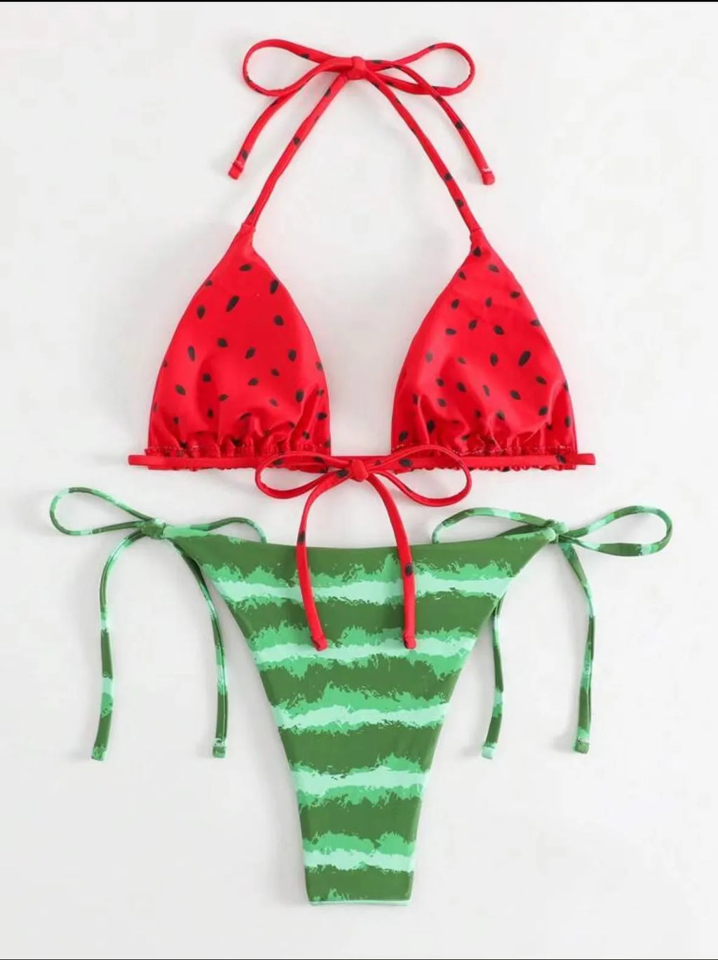 Sexy Women Cute Watermelon Print Halter String Micro Bikini Sets Two Pieces Swimsuit Swimwear Bathing Suit Beach Outfits Biquini