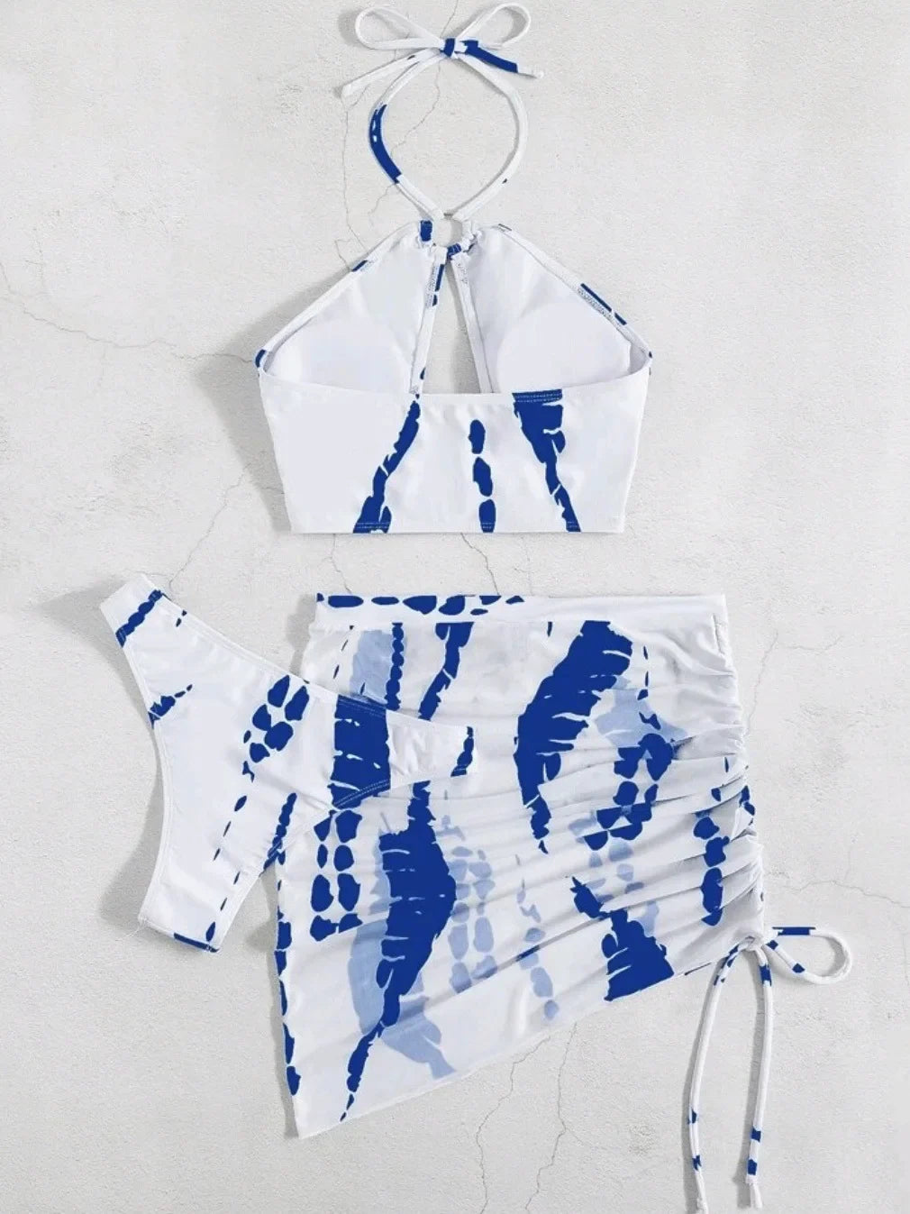 3 Pieces Thong Bikini 2026 Women Halter Swimwear Female Swimsuit With Skirt Beach Wear Printed Bathing Suit Summer Swimming