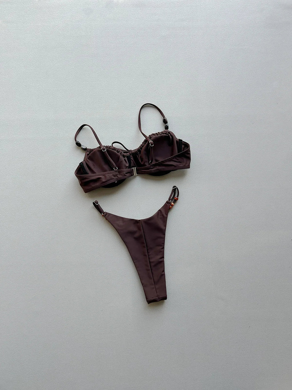 New Fashion Women Sexy Underwire Padded Swimsuit Bead Decor Lace-up Backless Micro Bikini Beachwear Push Up Low Waist Swimwear