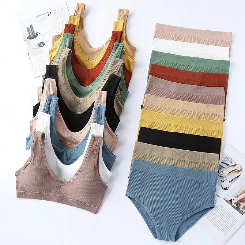 Sexy Lingerie Set Underwear Women Seamless Push Up Sports Bra High Waist Panties Solid Bras Brief Sets Sujetadores Soutien Gorge