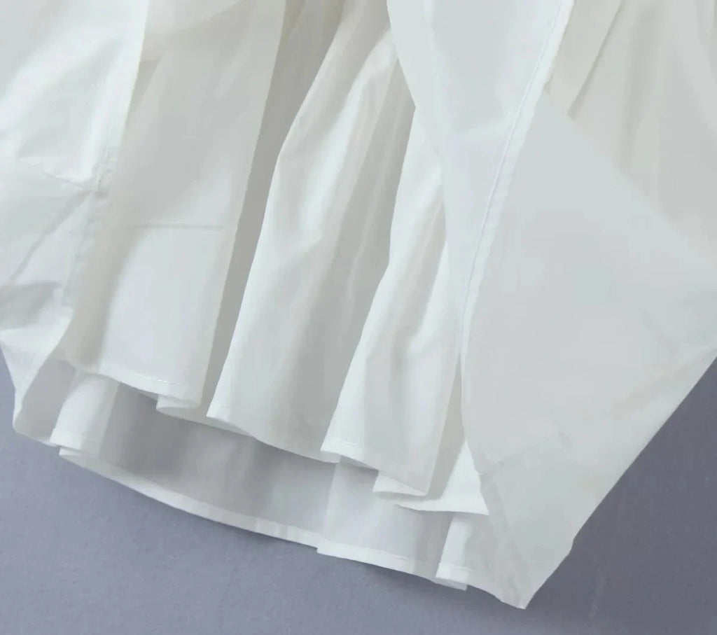 Foridol Bowknot Smocked White Short Dress Women Summer Cotton Mini Sleeveless Tank Sundress Beach Chic Buttons Dress for Petite