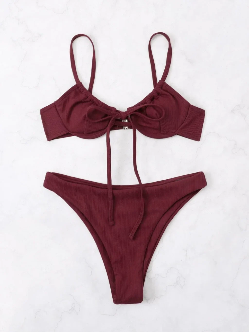 2026 Push Up Bikini Women Tie Front Swimsuit Sexy Underwire Swimwear Female Bathers Bathing Swimming Swim Suit Summer Beachwear