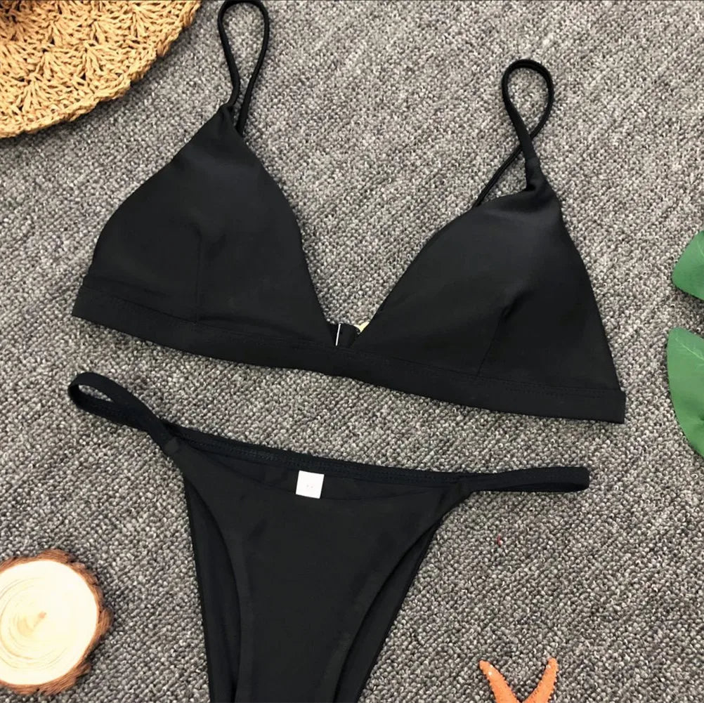 DEKA Women Sexy Solid Mini Micro Bikini Set Push-up padded Bra Thong Split Swimwear Female Bandage Bathing Suit Lacing Swimsuit