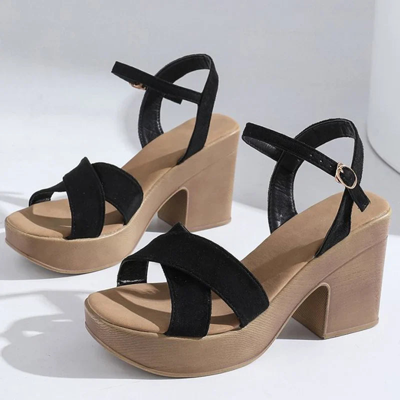 Outdoor Buckle Strap Wedge Sandals for Women Summer 2025 Comfortable Solid Woman Platform Sandles Open Toe Sandalias for Women