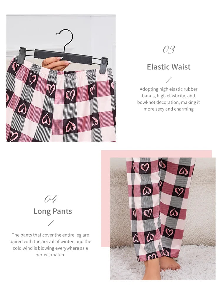 Women's Pajamas 3-Piece Set Sleepwear Home Clothes Autumn Short Sleeve Top with Shorts & Long Pants Loungewear Short Suit Pyjama