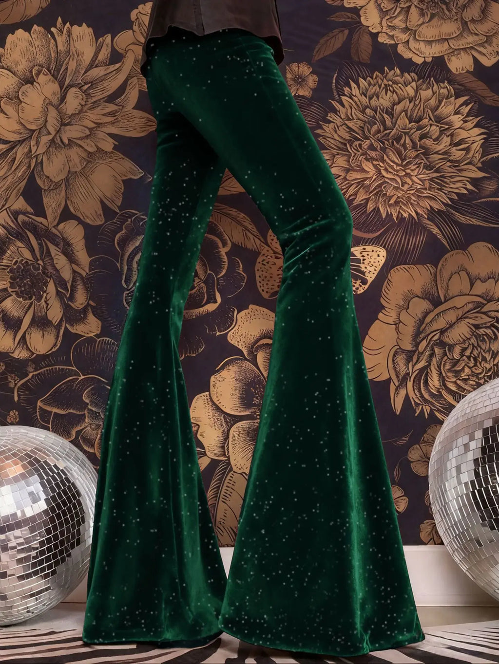 new European and American high-waisted slim shiny silver drape gold velvet bell-bottom casual pants