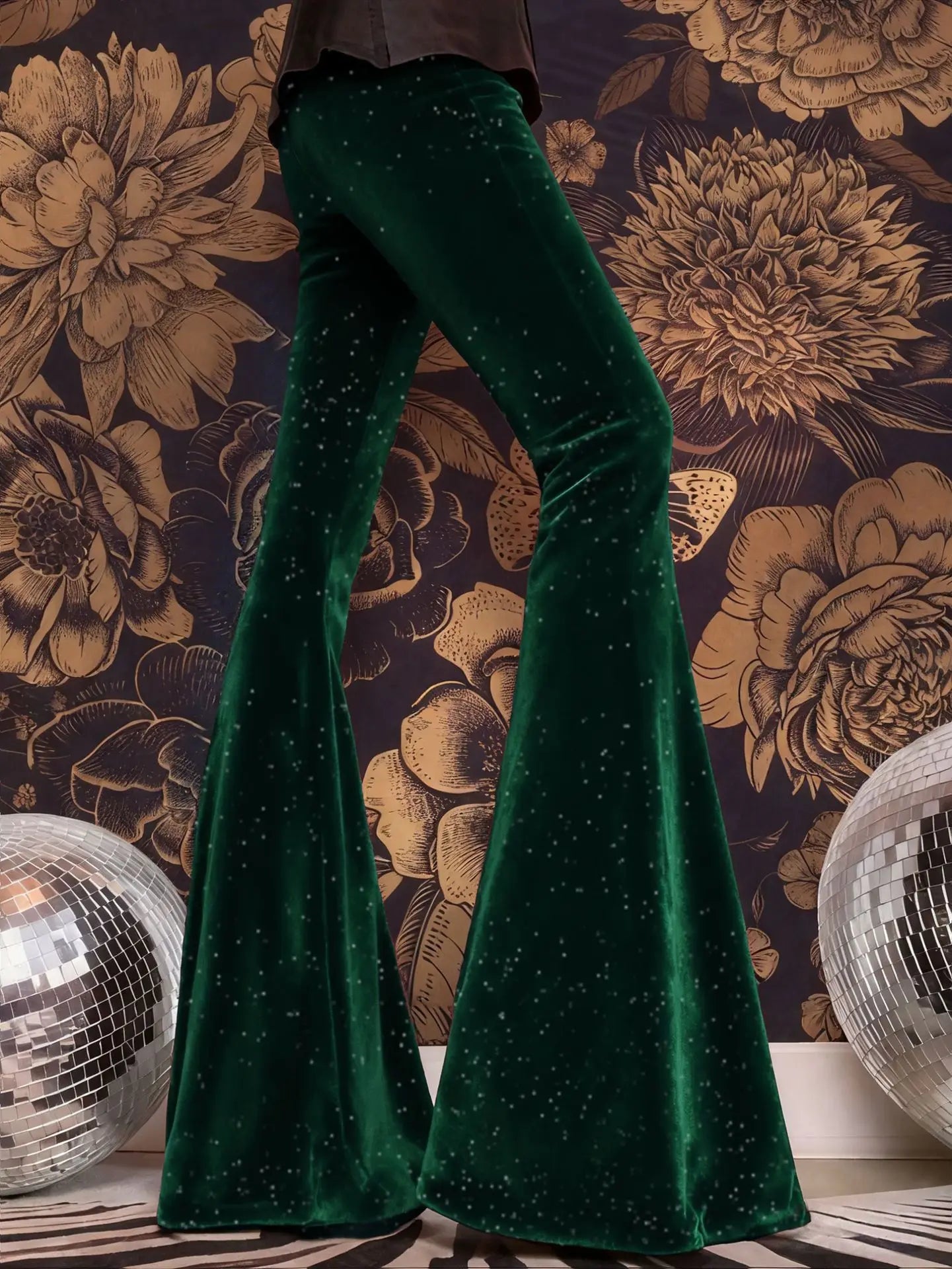 new European and American high-waisted slim shiny silver drape gold velvet bell-bottom casual pants