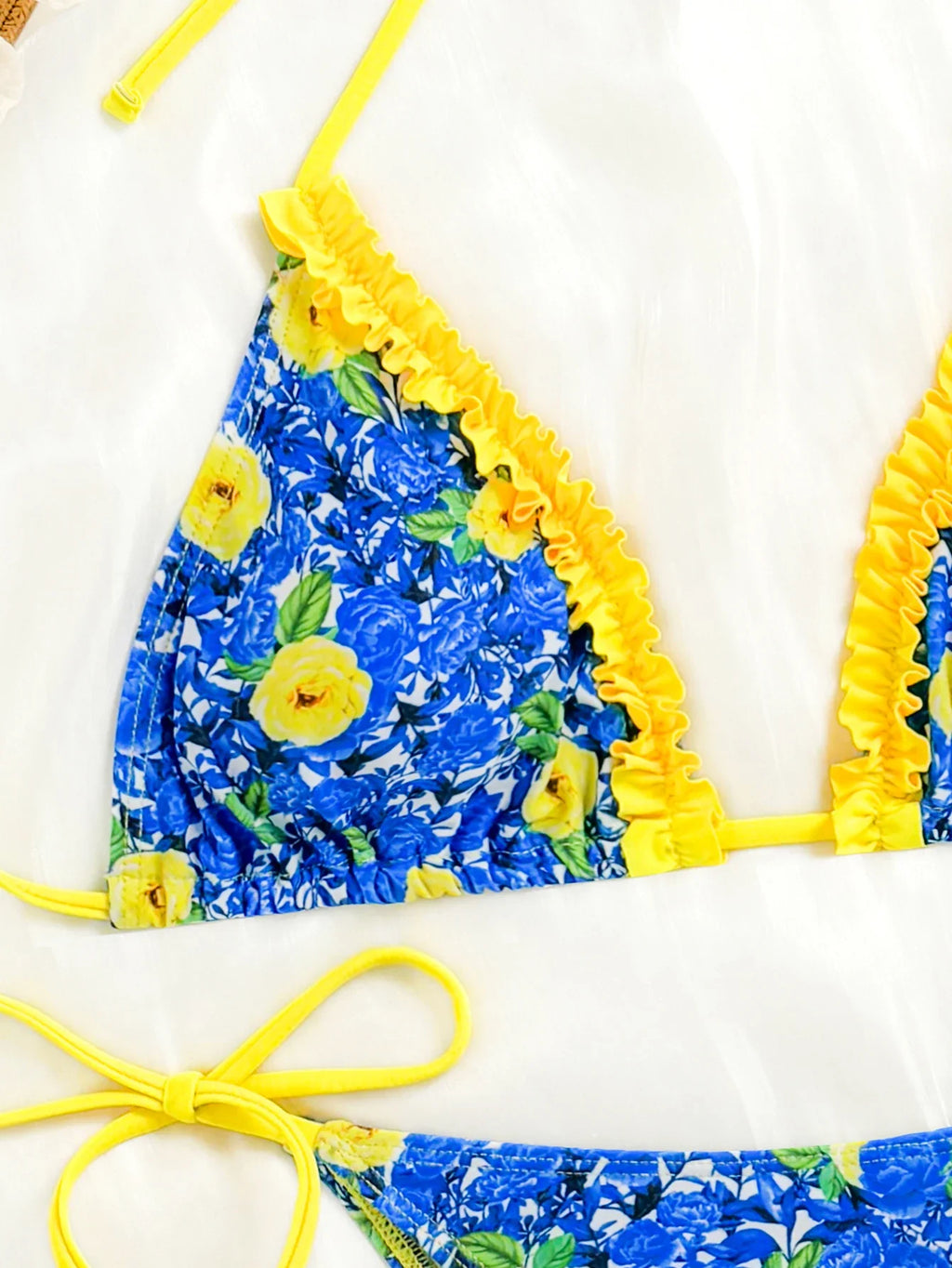 2025 Triangle Halter String Bikini Women Printed Swimwear Female Sexy Blue Swimsuit Bathers Bathing Swimming Swim Suit Beachwear