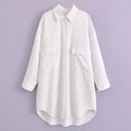 Foridol White Stripe Shirt Dress Women Autumn Spring Slit Casual Oversize Single Breasted Turn Down Collar Short Summer Dress