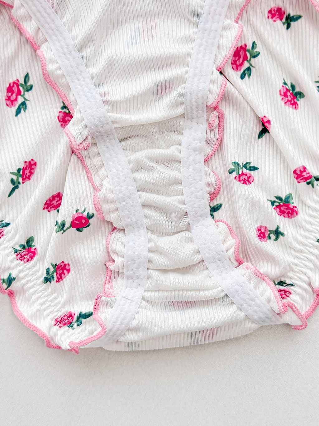 Sweet Floral Print Women Lingerie Set Bow Ruffle Trim Underwire Bra Comfy ladies Panties Daily Bra Set