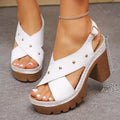 2026 New Plus Size High Heel Sandals Women's Block Heel Buckle Strap Casual FashionFish Mouth Shoes
