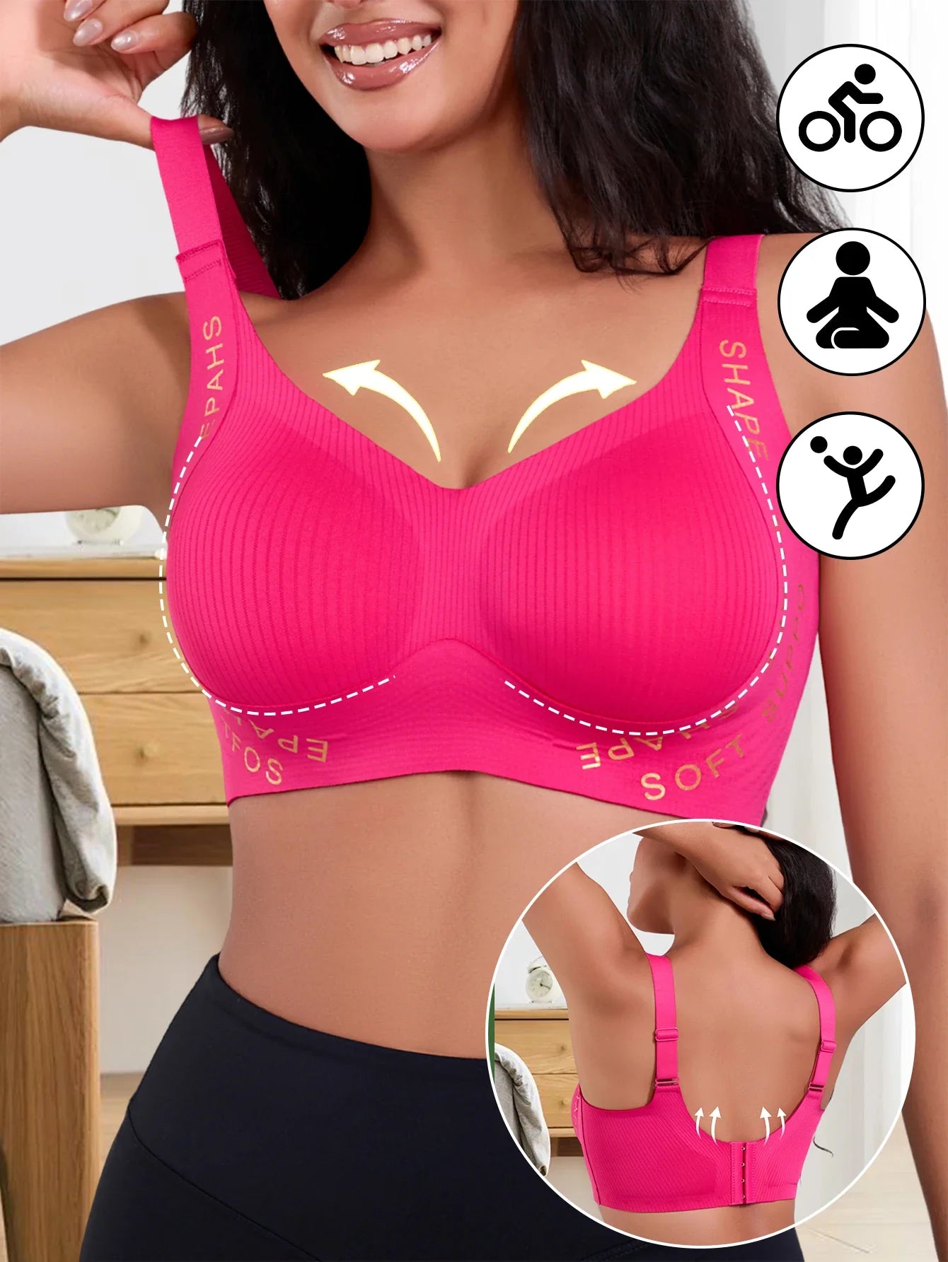 1pcs Women's Solid Seamless Underwear Jelly Glue Lady Bras No Wire And Anti-sagging Pad  Comfortable Sports Female Brassiere