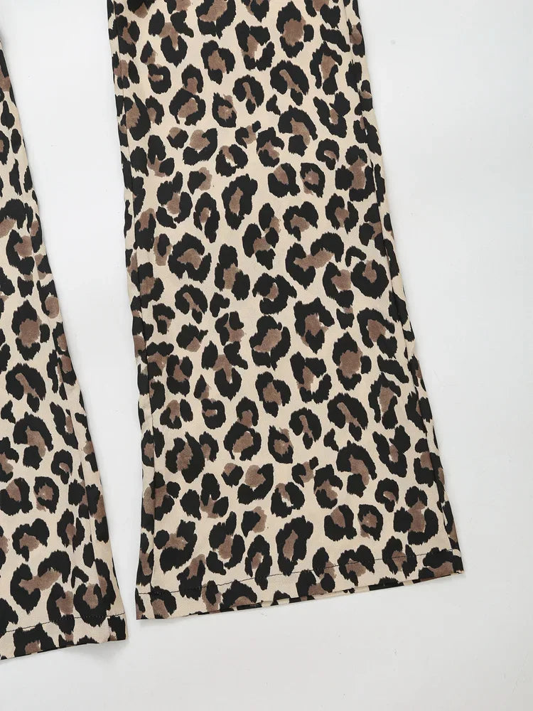 Foridol Leopard Print Wide Leg Long Pants Women Spring Summer Straight Fashion New Pants Zip Casual Female Pantalones 2025