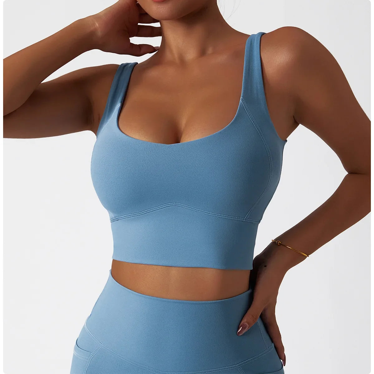 Comfort SkinFriendly Sports Bra With Chest Pad Tank Top Women Gym Fitness Running Yoga Bra Stretch Pull Up Vest Underwear Women