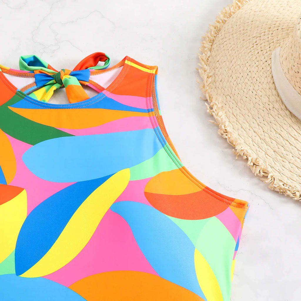 2026 Color Block Swimsuit One Piece Backless Printed Swimwear Women Bathers Bathing Swimming Swim Suit Padded Beachwear Summer