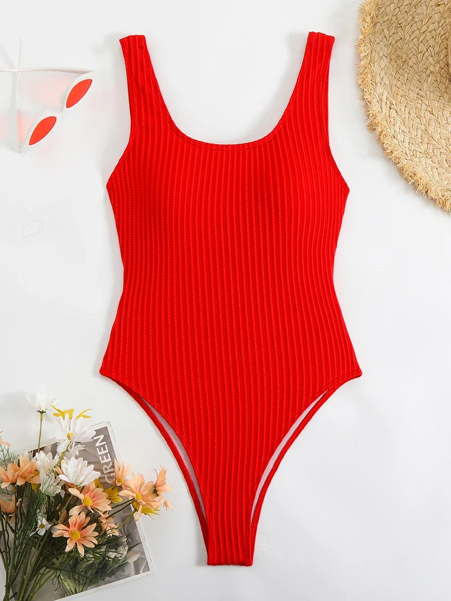 2026 Striped One Piece Swimsuit Women Sexy Strappy Swimwear Female Solid Bathers Bathing Swimming Swim Suit Beachwear
