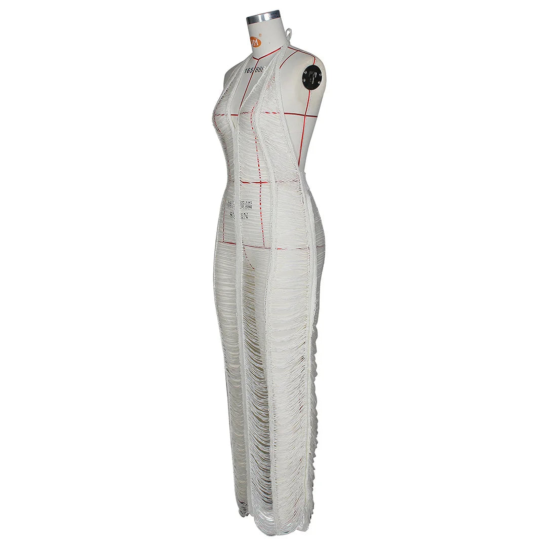 DEKA Sexy Women V Neck Hollow Cover Up Beach Dress Bathing Suit For Beach Swimwear Sleeveless Backless Swimsuit Crochet Cover Up