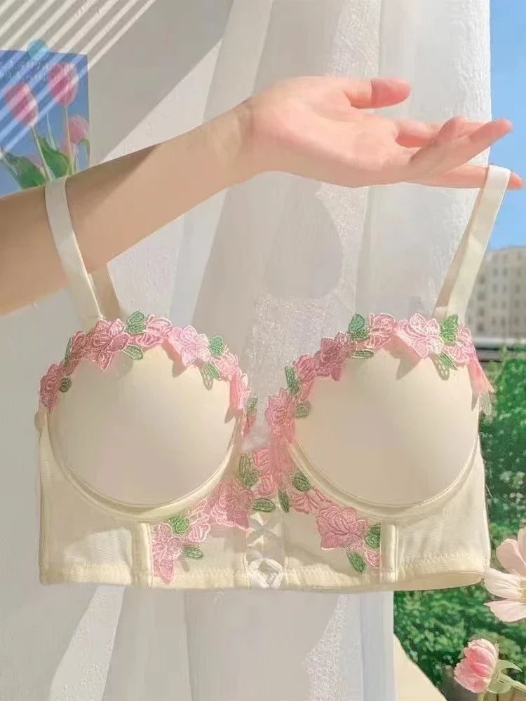 MOYISU London Anime Bralette - Delicate Wireless Bra for Set Teens, Japanese Summer Underwear Small Bust Close-Fit Subtle Allure