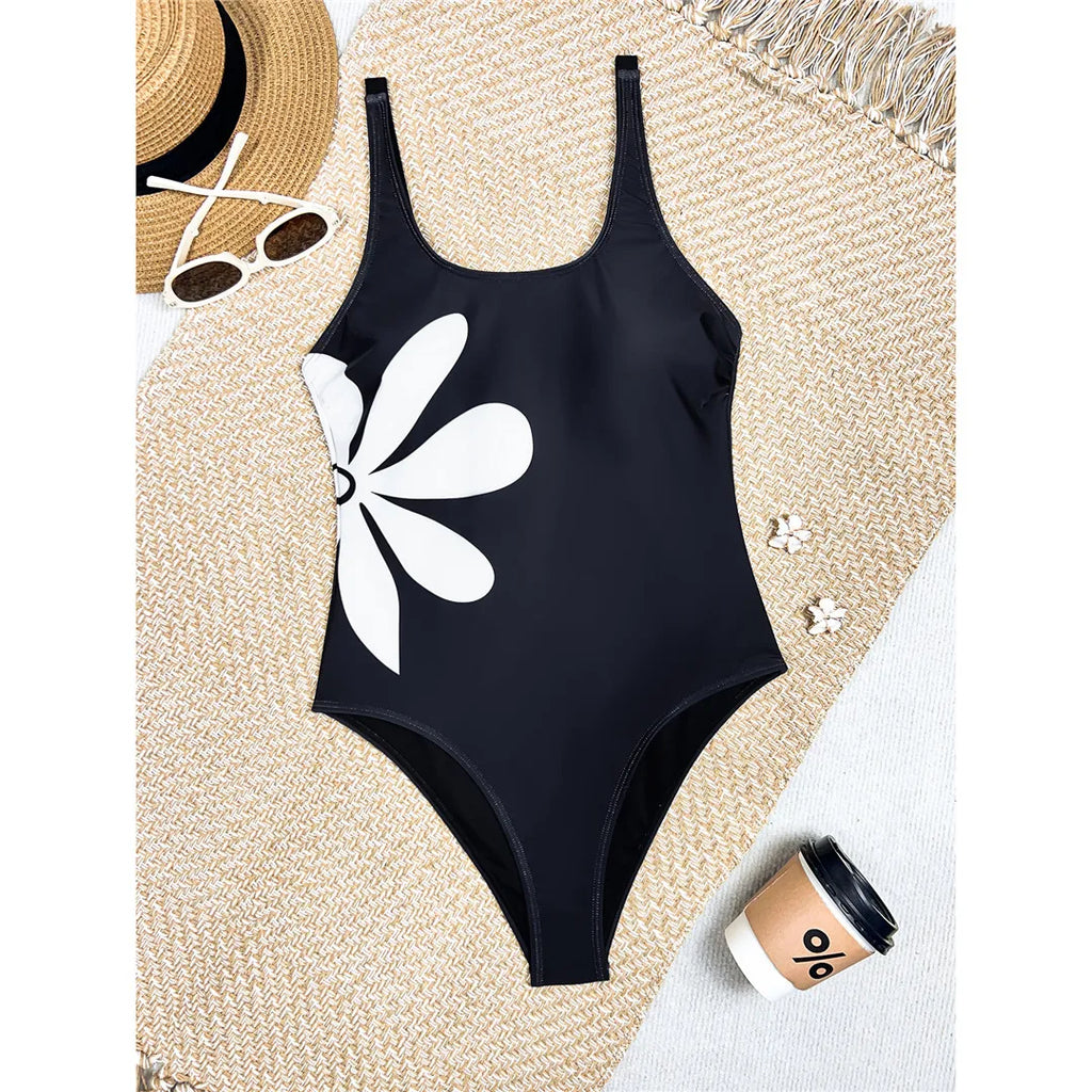 S - XL 2026 Flower Printed High Leg Cut Women Swimwear One Piece Swimsuit Female Monokini Padded Bather Bathing Suit Swim V8231