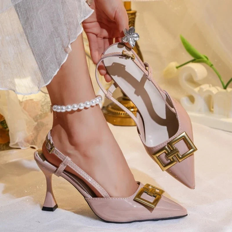 Women's Sandals Fashion Metal Trim Women's Summer New  Dress Women's Heels Shoe