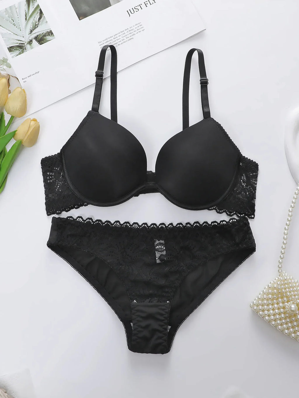 Women Solid Color Sexy Underwear Set Gathered Push Up Underwear Daily Comfortable And Close Fitting Seamless Underwear Set 3208