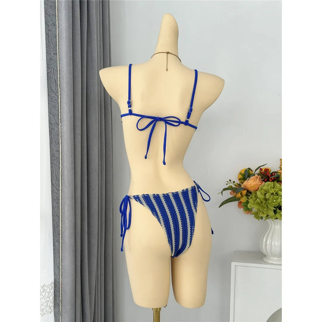 4PCS Striped With Long Sleeve Pants Bikini Female Swimsuit Women Swimwear Bather Bathing Suit Swim Four-pieces Bikini set K8072