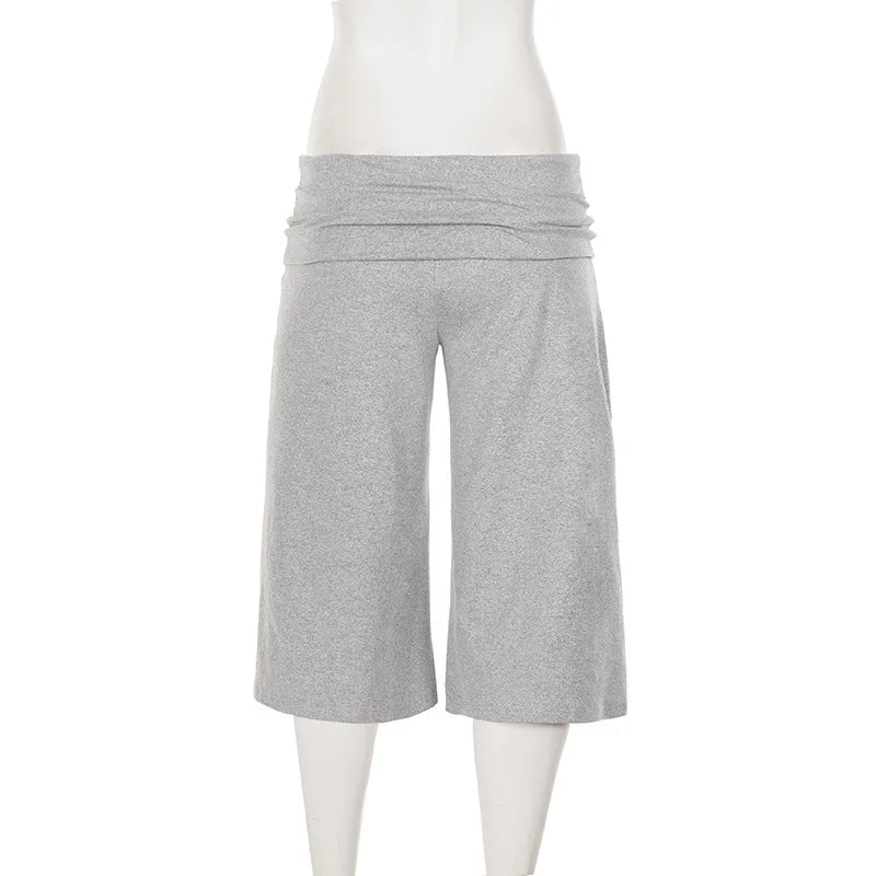 American knitted mid-waisted trousers, simple low-waisted straight loose casual trousers