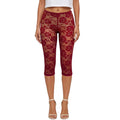 Women's Lace Capris Swim Cover-ups Summer Elastic Waist Floral Mesh Lingerie Pants Leggings for Party Club Beach