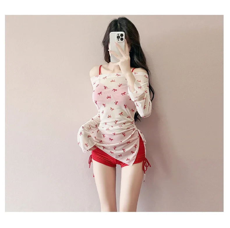 New Swimsuit Women's Split Three Piece Set Covers The Belly and Looks Slimmer, Gathers Small Breasts, Ins Style Hot Spring Bath