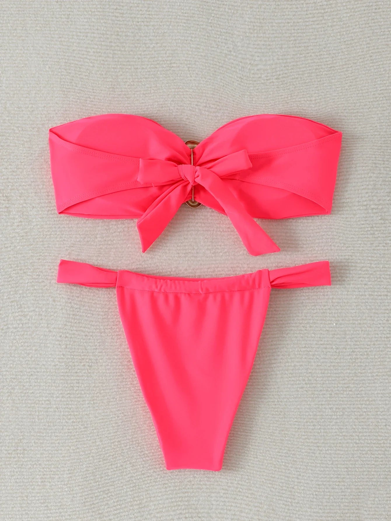 Bandeau Thong Bikinis 2026 Women Sexy Swimsuit Solid Padded Swimwear Female Bathers Bathing Swimming Swim Suit Beachwear