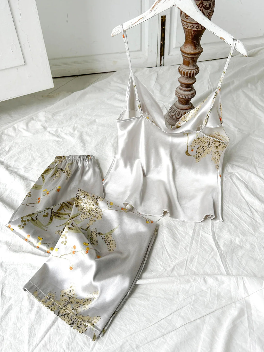 Small Cherry Print Pajamas Set Spring Summer Halter Pants Two Piece Thin Home Wear Women