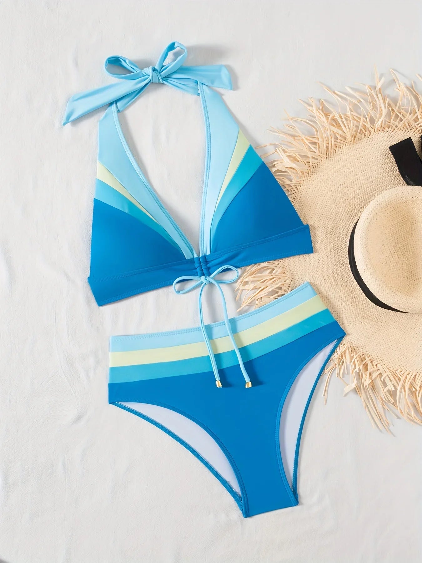 ZTVitality Sexy Patchwork Swimsuit Women Bikini Set 2025 New Arrival Padded Bra Halter Bandage Swimwear Summer Beachwear Biquini