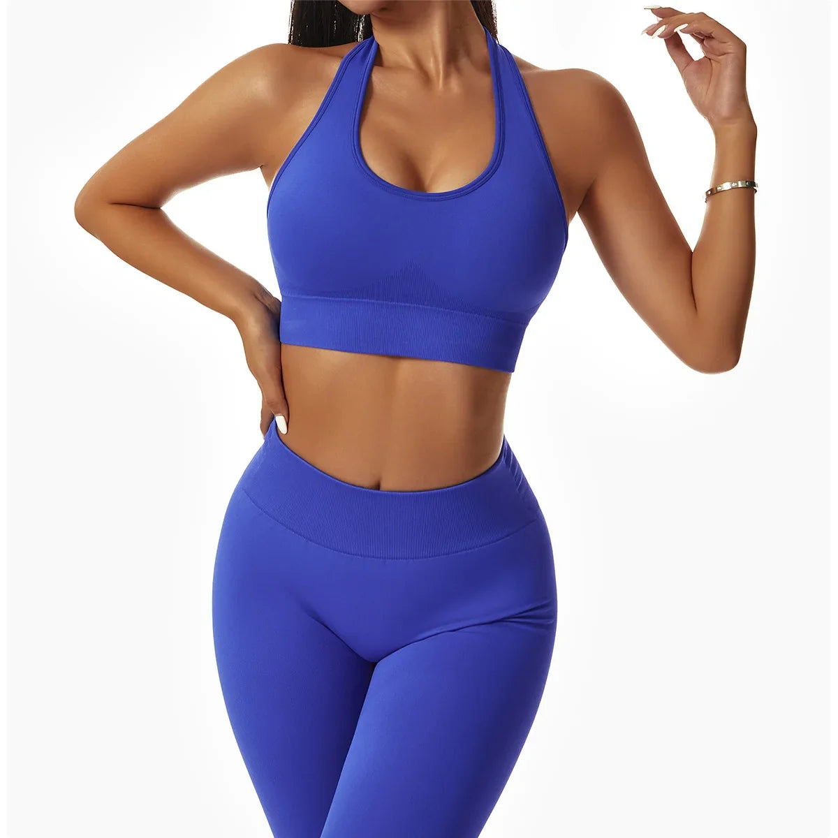 Sexy Halter Yoga Bra Gym Workout Push Up Running Sports Underwear Gathering Sports Vest Beautiful Back Fitness Top