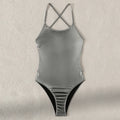sexy glitter metallic silver backless swimsuit one piece bikini bandage swimwear bodysuits women biquini bathing suits tankini